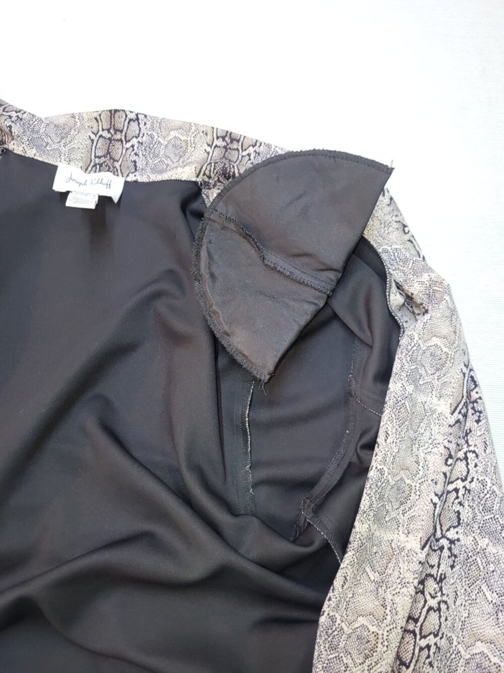 Joseph Ribkoff Snakeskin Print Open Front Long Duster Blazer Jacket Size 18 - Picture 9 of 11
